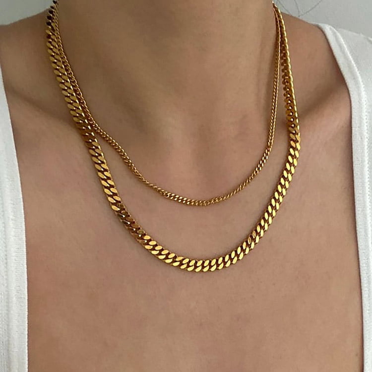 دو-رج-کارتیر-طلایی زنجیر دو لاین زنانه