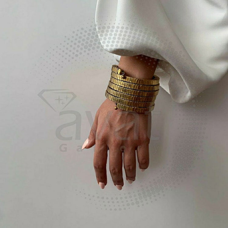دستبند-فنری-برنج-هندی دستبند فنری برنج هندی