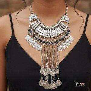 گردنبند کروم نگین دار