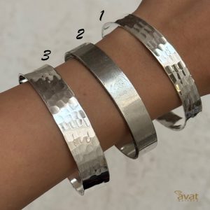 دستبند و بنگل ایینه ای و کوبه ای برنج هندی نقره ای