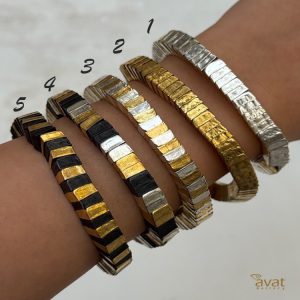 دستبند کشی برنج هندی طلایی و نقره ای