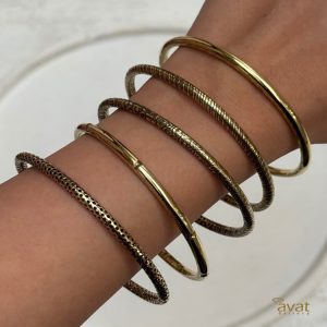 النگو لوله ای باریک طلایی رنگ ثابت هندی