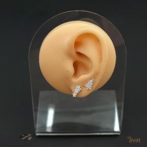 گوشواره میخی نقره مدل درخت کریسمس