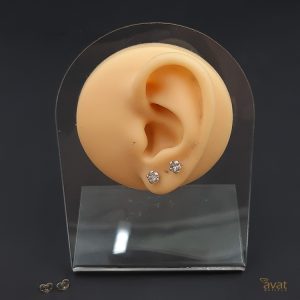 گوشواره میخی نقره نگین تک