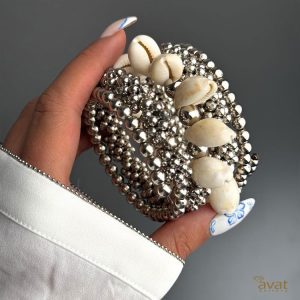 دستبند فنری گوش ماهی نقره ای