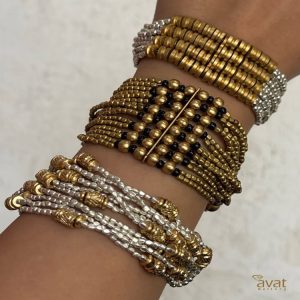 دستبند هندی زنجیری نقره ای طلایی