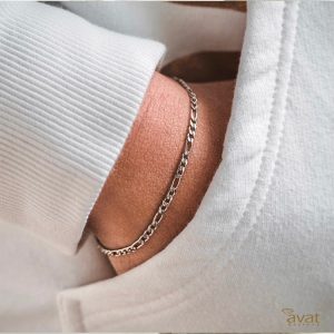 دستبند فیگارو استیل نقره ای